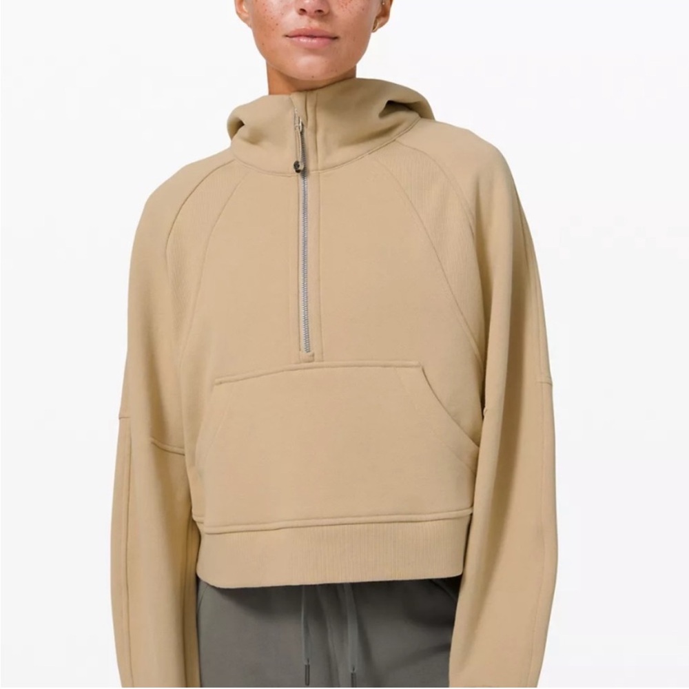 Lululemon Scuba Half Zip Sweatshirt in Tan